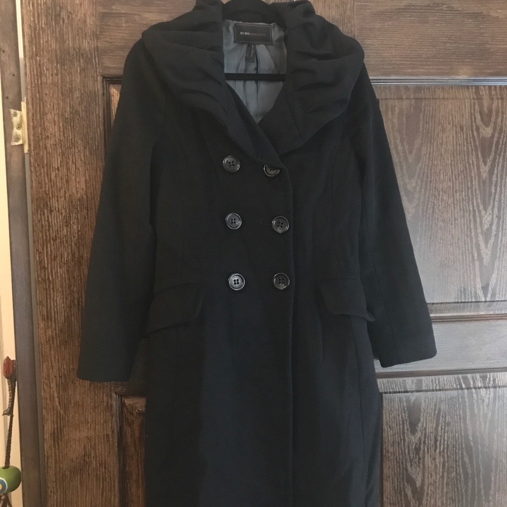 BCBG MaxAzria Double-Breasted Long Wool Coat